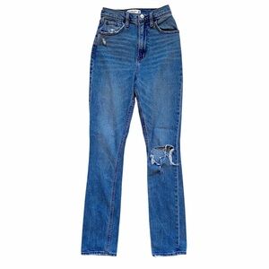 Abercrombie & Fitch ‘90s Slim Straight Ultra High Rise Jeans Distressed Denim